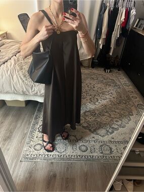 SHEIN Brown Strapless A-Line Midi Dress- skirt worn as a dress